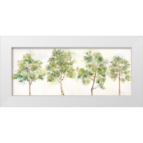 Woodland Trees Panel Landscape White Modern Wood Framed Art Print by Coulter, Cynthia