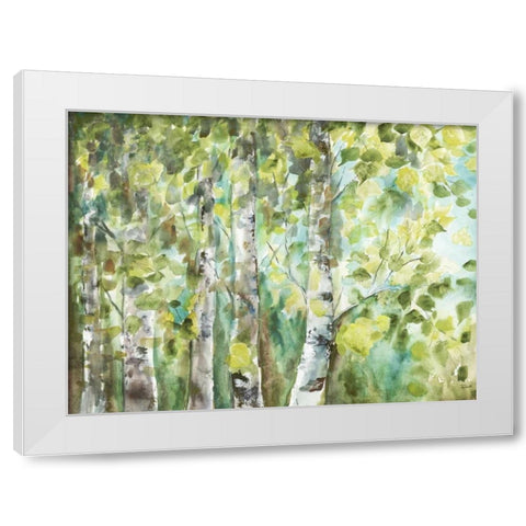 Watercolor Summer Aspens White Modern Wood Framed Art Print by Tre Sorelle Studios