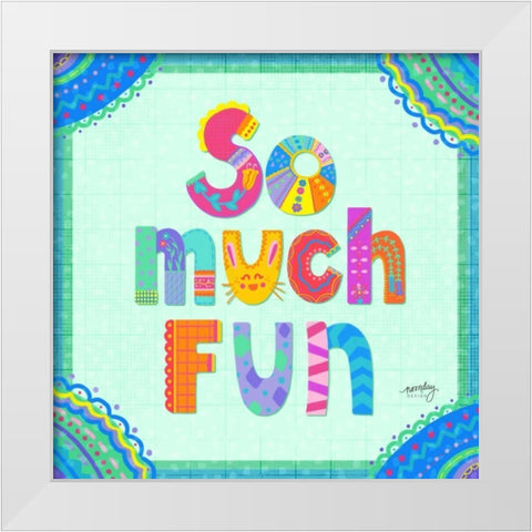 Happy Day Trio III  White Modern Wood Framed Art Print by Noonday Design