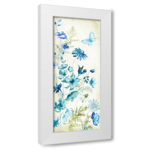 Wildflowers and Butterflies Panel I White Modern Wood Framed Art Print by Tre Sorelle Studios