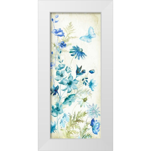 Wildflowers and Butterflies Panel I White Modern Wood Framed Art Print by Tre Sorelle Studios