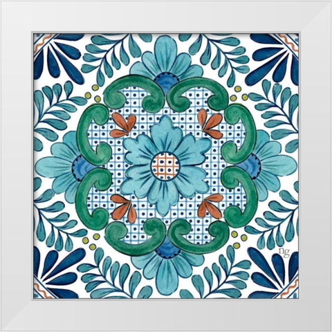 Talavera Azul I    White Modern Wood Framed Art Print by Nancy Green Design