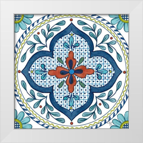 Talavera Azul II    White Modern Wood Framed Art Print by Nancy Green Design