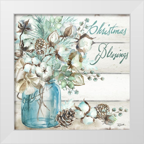 Christmas Blessings Mason Jar square White Modern Wood Framed Art Print by Tre Sorelle Studios