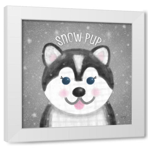 Snow Buddies III  White Modern Wood Framed Art Print by Noonday Design
