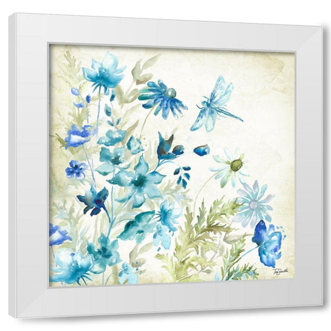 Wildflowers and Butterflies Square I White Modern Wood Framed Art Print by Tre Sorelle Studios