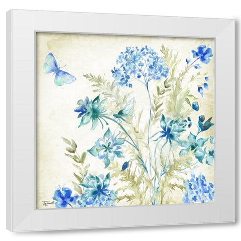 Wildflowers and Butterflies Square II White Modern Wood Framed Art Print by Tre Sorelle Studios