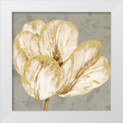 Floral Fresco Grey I White Modern Wood Framed Art Print by Gladding, Pamela