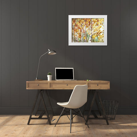 Watercolor Fall Aspens White Modern Wood Framed Art Print by Tre Sorelle Studios