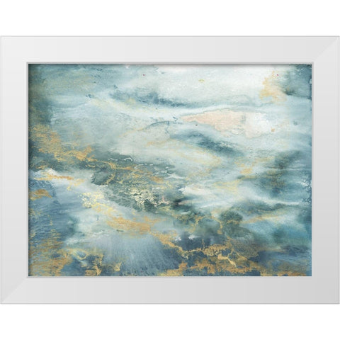 Blue Watercolor Abstract White Modern Wood Framed Art Print by Tre Sorelle Studios