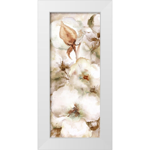 Cotton Boll Panel I White Modern Wood Framed Art Print by Tre Sorelle Studios