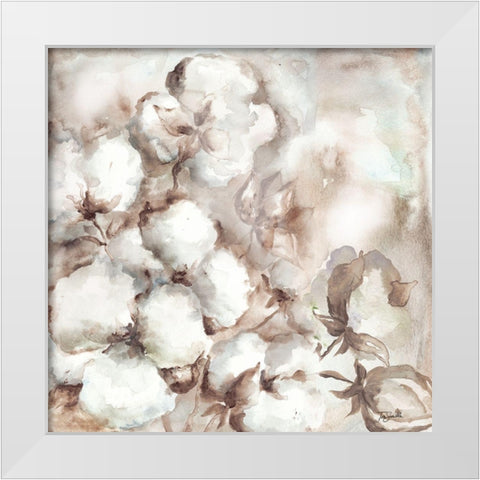 Cotton Boll Triptych I White Modern Wood Framed Art Print by Tre Sorelle Studios