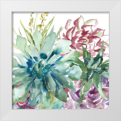 Succulent Garden Watercolor II White Modern Wood Framed Art Print by Tre Sorelle Studios