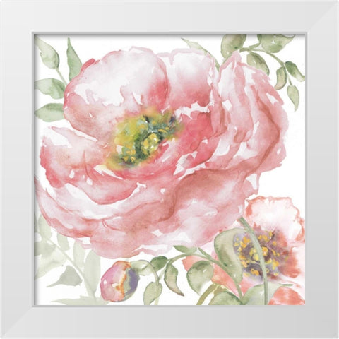 Poppy Romance I White Modern Wood Framed Art Print by Tre Sorelle Studios