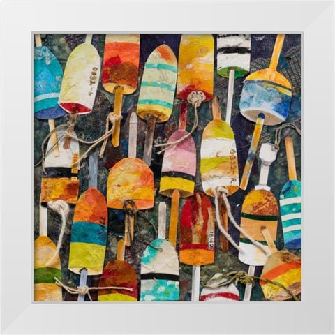 Buoy Collage Square White Modern Wood Framed Art Print by Green, Edith