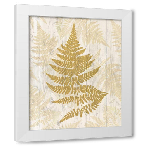 Golden Fern I White Modern Wood Framed Art Print by Cusson, Marie Elaine