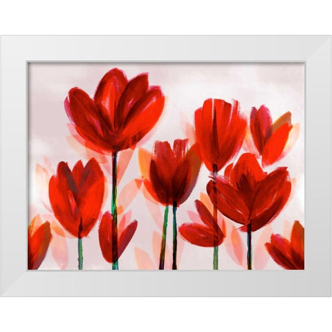 Contemporary Poppies Red White Modern Wood Framed Art Print by Northern Lights