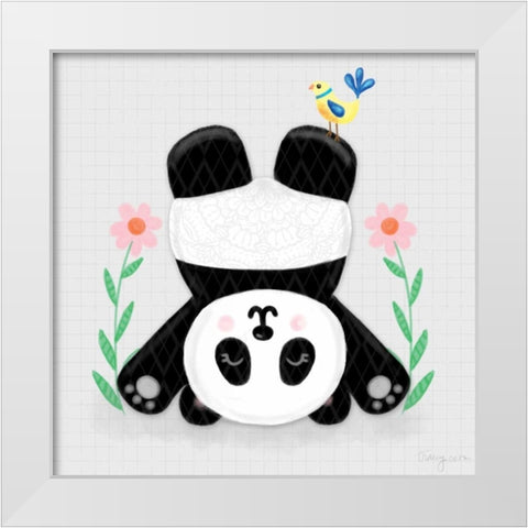 Tumbling Pandas II White Modern Wood Framed Art Print by Noonday Design