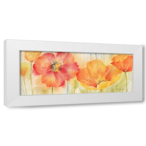 Poppy Meadow Spice Woodgrain Panel White Modern Wood Framed Art Print by Coulter, Cynthia