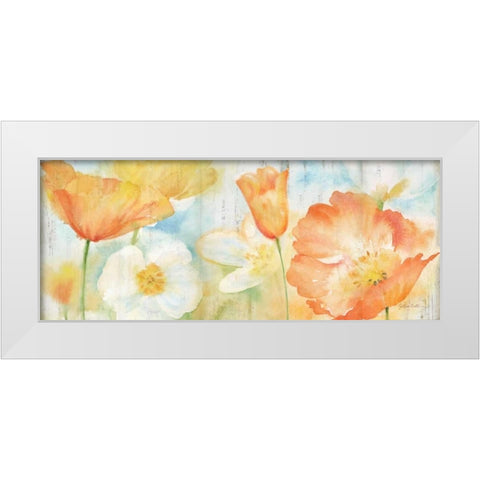 Poppy Meadow Pastel Woodgrain Panel White Modern Wood Framed Art Print by Coulter, Cynthia