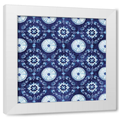 Artisan Medallions Indigo III White Modern Wood Framed Art Print by Tre Sorelle Studios