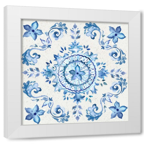 Artisan Medallions White/Blue II White Modern Wood Framed Art Print by Tre Sorelle Studios