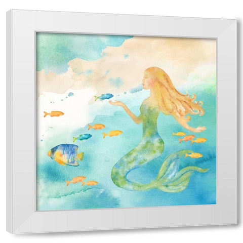 Sea Splash Mermaid II White Modern Wood Framed Art Print by Coulter, Cynthia