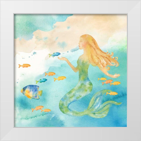 Sea Splash Mermaid II White Modern Wood Framed Art Print by Coulter, Cynthia