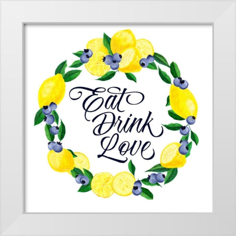 Lemon Blueberry Kitchen sign II White Modern Wood Framed Art Print by Noonday Design