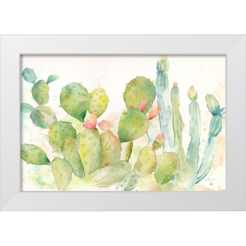 Cactus Garden Landscape White Modern Wood Framed Art Print by Coulter, Cynthia