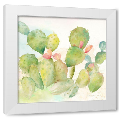 Cactus Garden I White Modern Wood Framed Art Print by Coulter, Cynthia