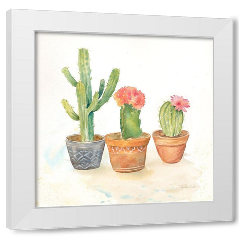 Cactus Pots III White Modern Wood Framed Art Print by Coulter, Cynthia
