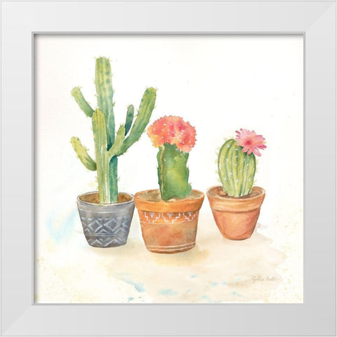 Cactus Pots III White Modern Wood Framed Art Print by Coulter, Cynthia