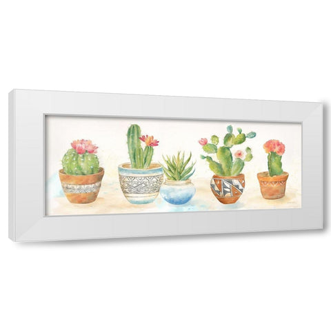 Cactus Pots  White Modern Wood Framed Art Print by Coulter, Cynthia