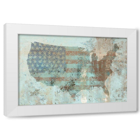 Vintage USA Map White Modern Wood Framed Art Print by Cusson, Marie Elaine