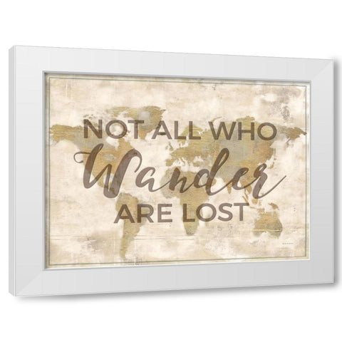 Rustic World Map Cream-Wander White Modern Wood Framed Art Print by Cusson, Marie Elaine