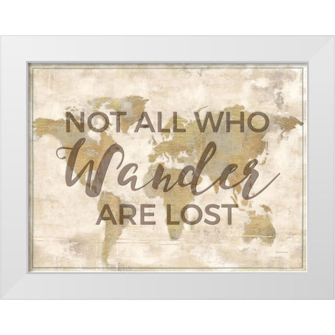 Rustic World Map Cream-Wander White Modern Wood Framed Art Print by Cusson, Marie Elaine