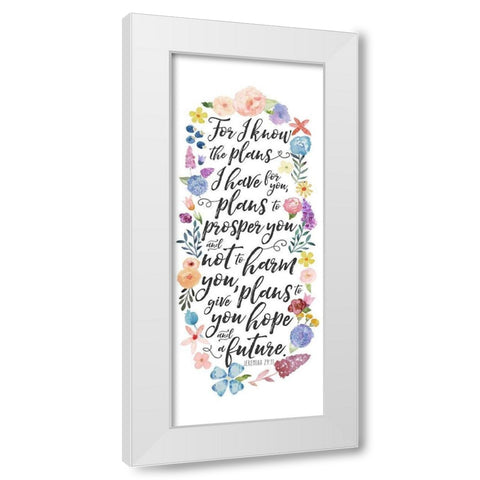 Floral Bible Verse Panel I White Modern Wood Framed Art Print by Noonday Design