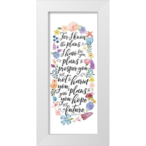 Floral Bible Verse Panel I White Modern Wood Framed Art Print by Noonday Design