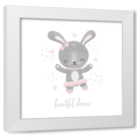 Ballerina Bunny I White Modern Wood Framed Art Print by Noonday Design