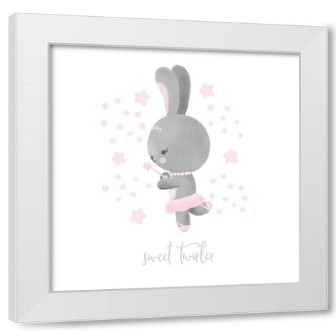 Ballerina Bunny III White Modern Wood Framed Art Print by Noonday Design