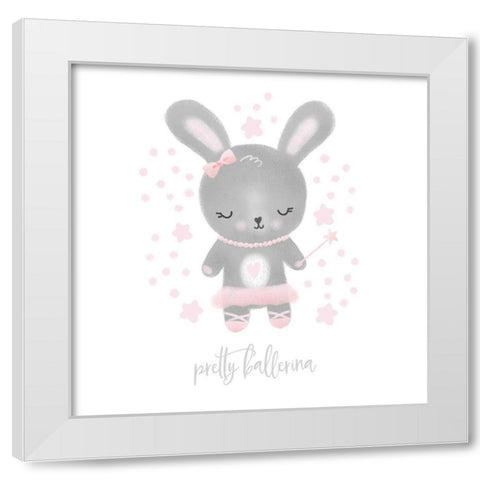 Ballerina Bunny III White Modern Wood Framed Art Print by Noonday Design