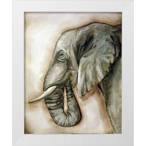Elephant Portrait White Modern Wood Framed Art Print by Tre Sorelle Studios