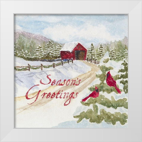Christmas in the Country II Seasons Greetings White Modern Wood Framed Art Print by Reed, Tara