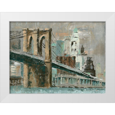 Brooklyn Bridge Cityscape White Modern Wood Framed Art Print by Cusson, Marie Elaine