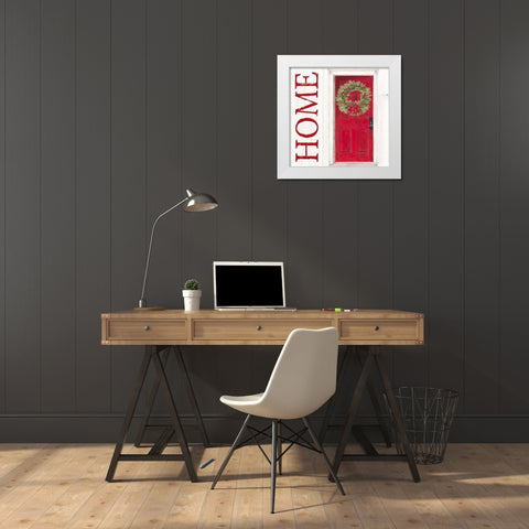 Home for the Holidays Home Door White Modern Wood Framed Art Print by Reed, Tara