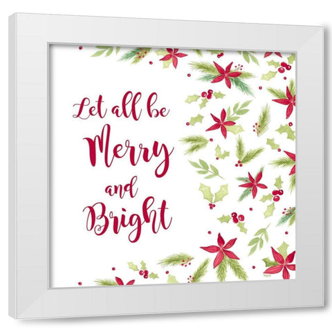 Be Joyful Merry and Bright White Modern Wood Framed Art Print by Reed, Tara