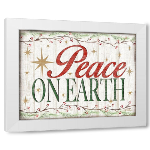 Peace on Earth Woodgrain sign White Modern Wood Framed Art Print by Killeen, Jen