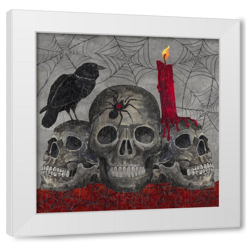 Something Wicked 3 Skulls White Modern Wood Framed Art Print by Reed, Tara