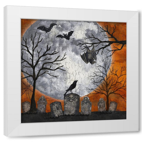 Something Wicked Graveyard I Hanging Bat White Modern Wood Framed Art Print by Reed, Tara